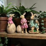 Decorative Rabbit Family Figurines Easter Home Decor