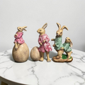 Decorative Rabbit Family Figurines Easter Home Decor