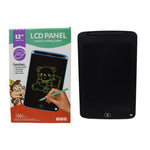 12-inch LCD writing tablet with packaging and a green pen on a white background